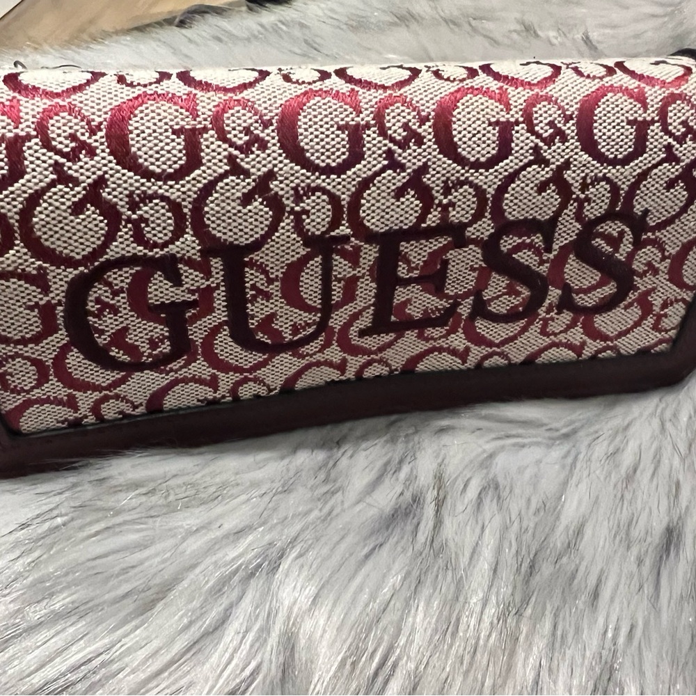Guess Red and White Clutch with Monogram Design